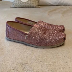 Sparkly Pink Toms Slip-Ons